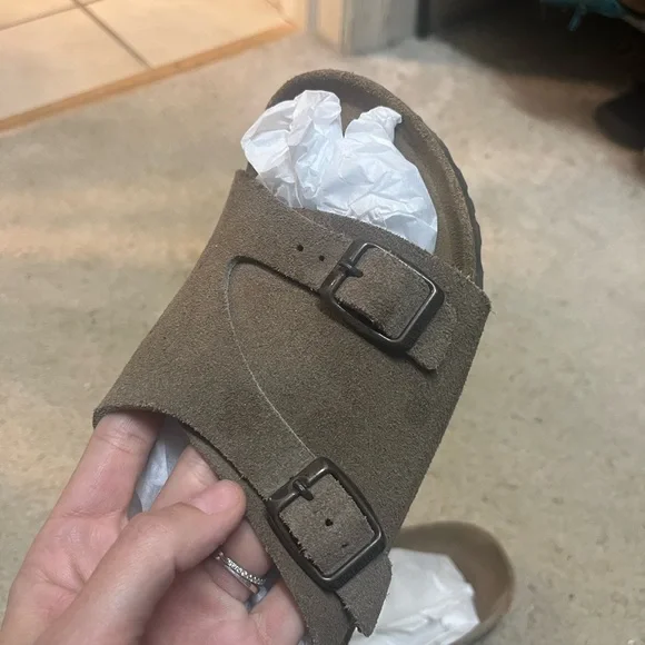 Birkenstock Zürich Suede Leather Sandals - Taupe - Picture 4 of 10